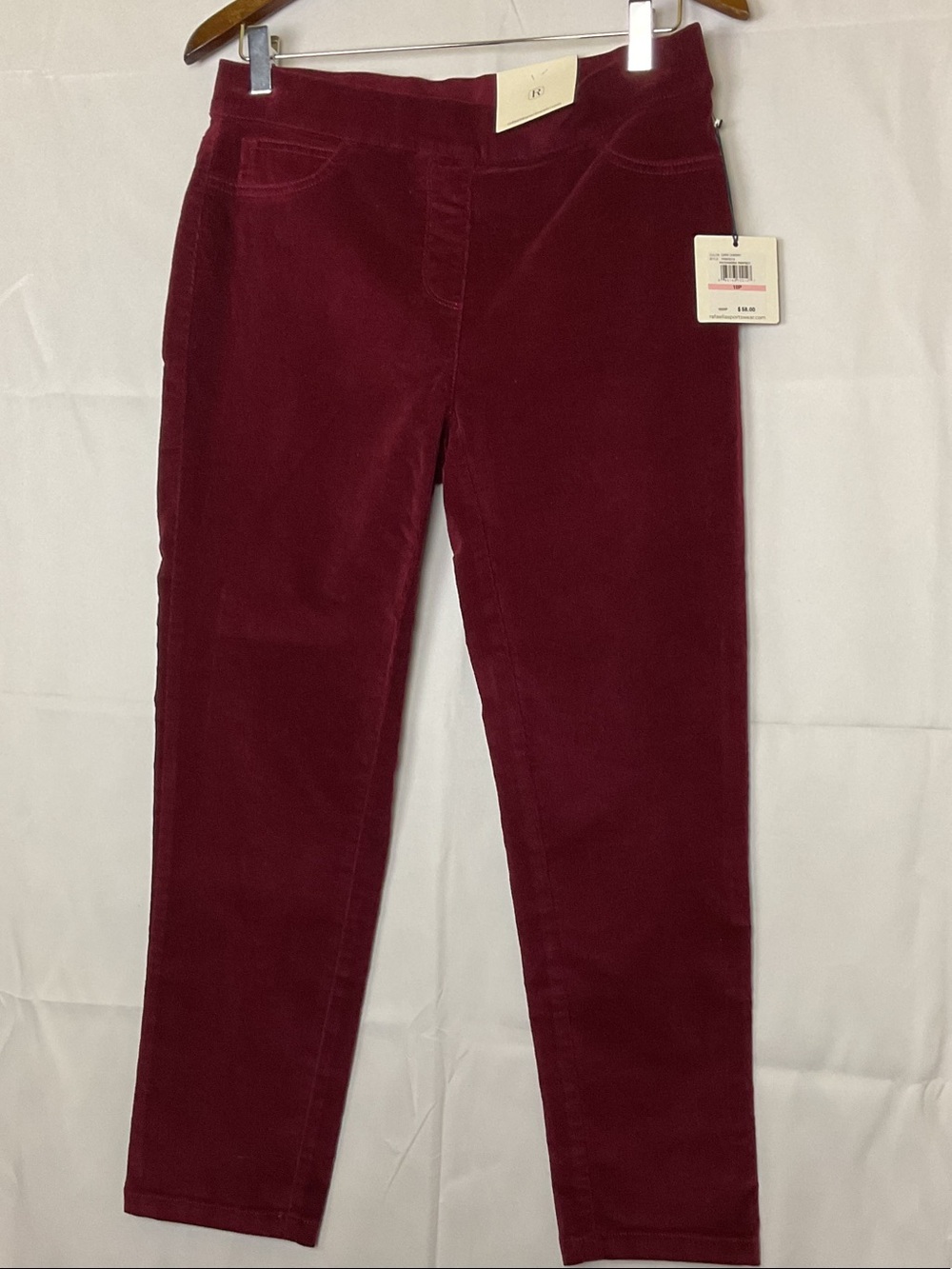Corduroy Stretch Pants in Dark Cherry